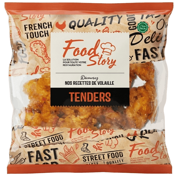 Tenders — Tendres filets de poulet panés, idéaux en portion ou en accompagnement. Cuisson rapide, résultat garanti.